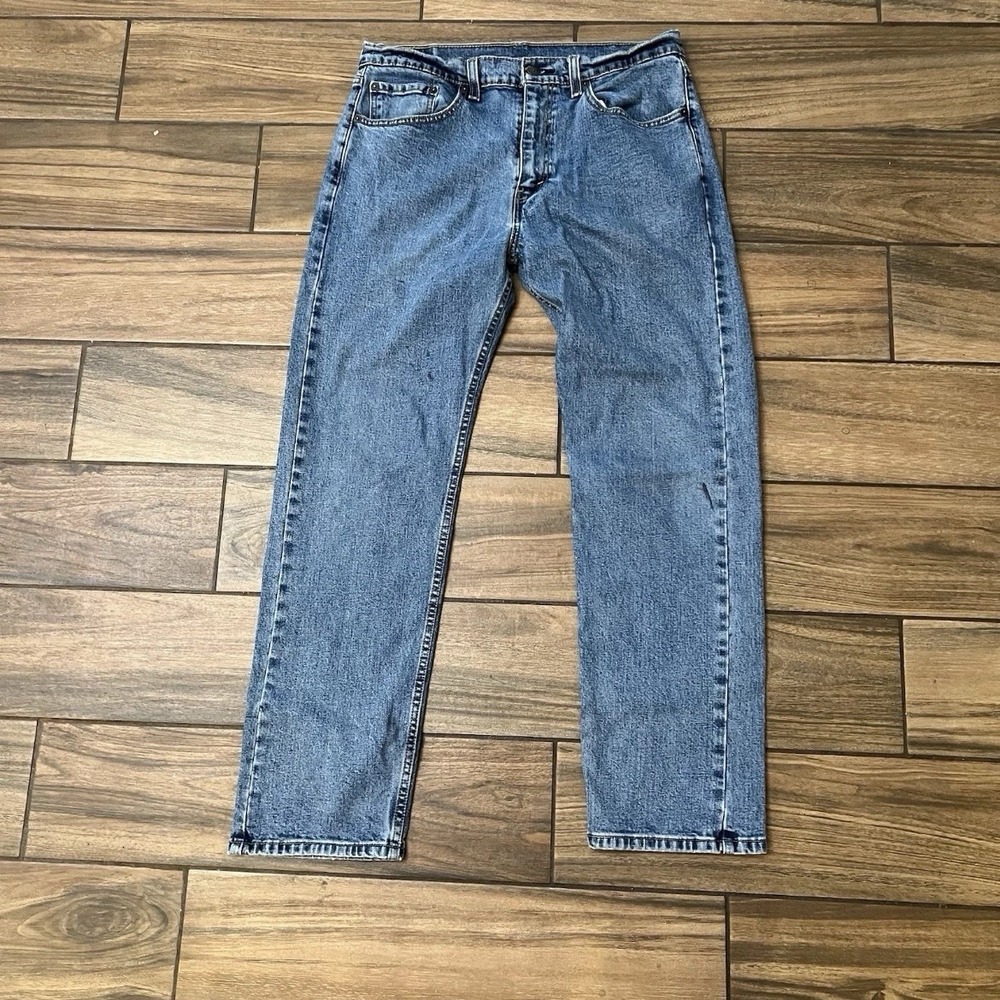 Levi's 505 Mens 34x30 Regular Fit Straight Leg Blue Jeans 00505-1765